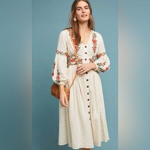 gracie embroidered peasant dress Gracie Dress | Embroidered Stripe Midi Dress